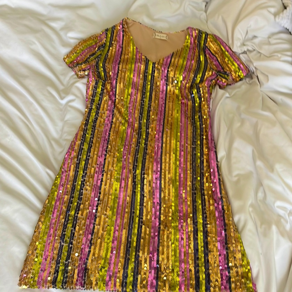 Bright colorful Alterd state 60s style party dress